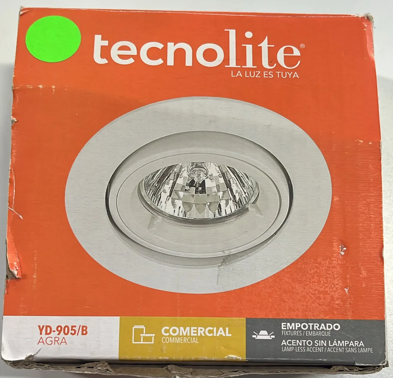 Lámpara Empotrable Downlight Dirigible, Potencia Máx. 50 W, Base GX5.3, Foco MR16 no incluido